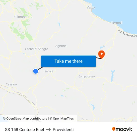 SS 158 Centrale Enel to Provvidenti map