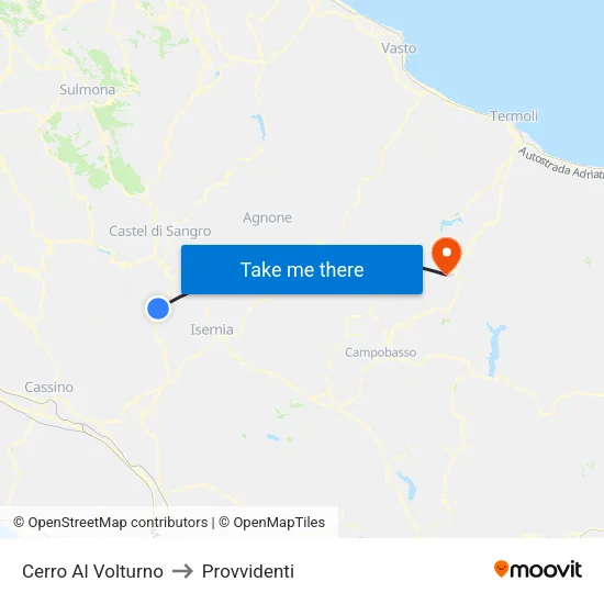 Cerro Al Volturno to Provvidenti map