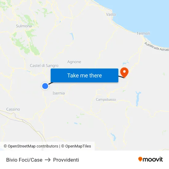 Bivio Foci/Case to Provvidenti map