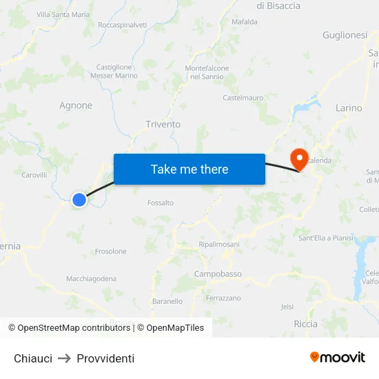 Chiauci to Provvidenti map