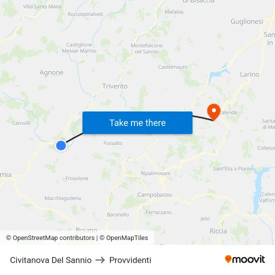 Civitanova Del Sannio to Provvidenti map