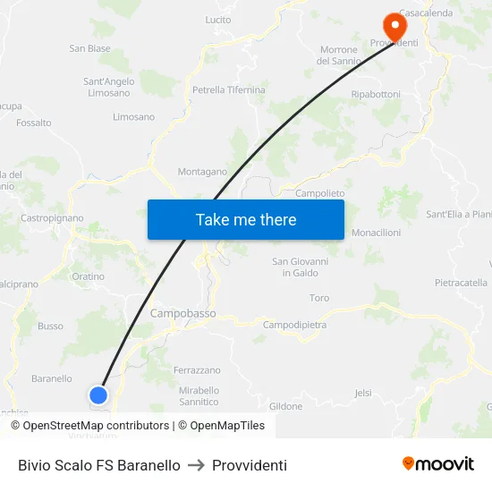 Bivio Scalo FS Baranello to Provvidenti map