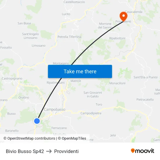 Bivio Busso Sp42 to Provvidenti map
