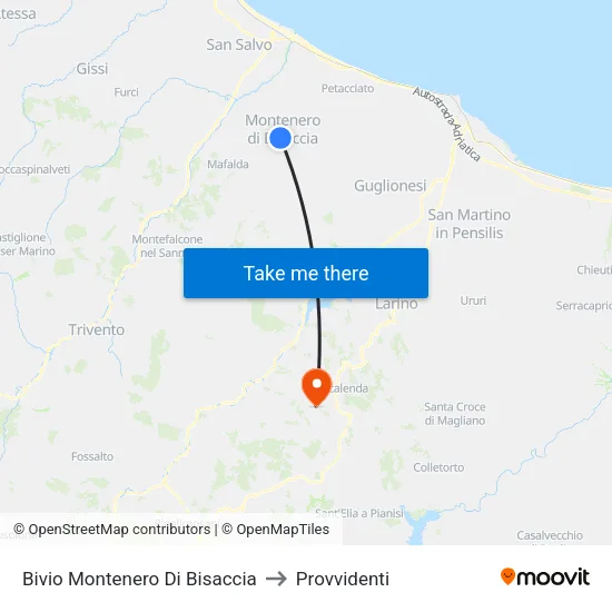 Bivio Montenero to Provvidenti map