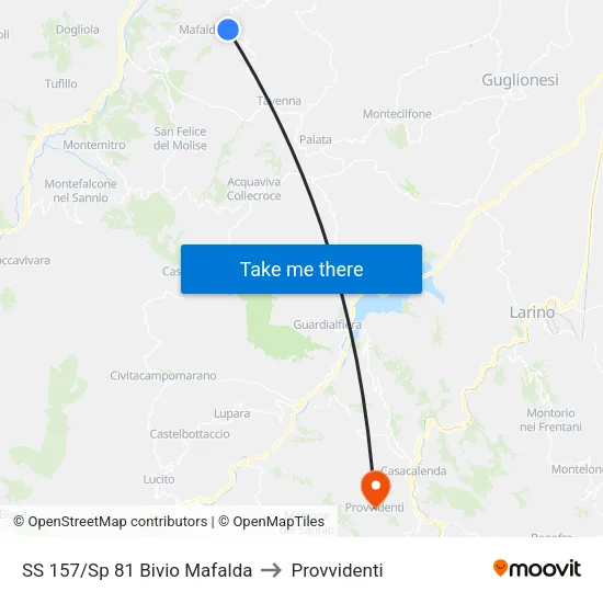 SS 157/Sp 81 Bivio Mafalda to Provvidenti map