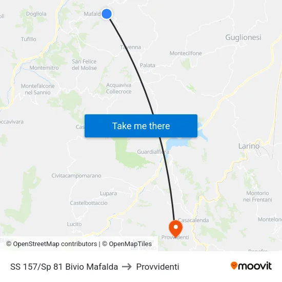 SS 157/Sp 81 Bivio Mafalda to Provvidenti map