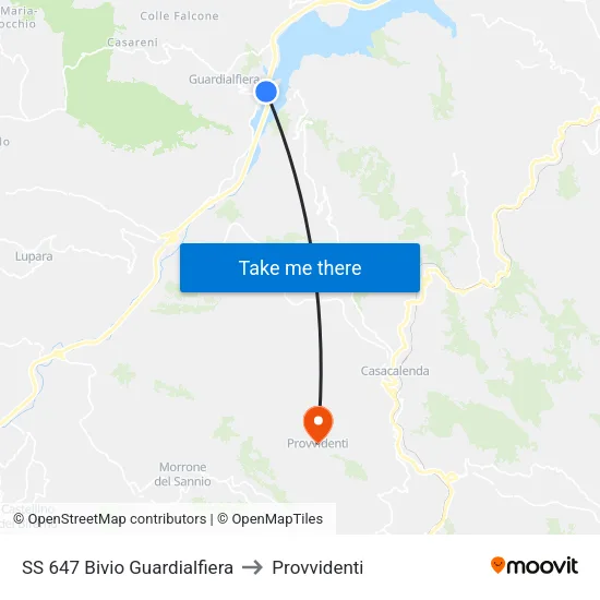 SS 647 Bivio Guardialfiera to Provvidenti map