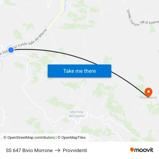 SS 647 Bivio Morrone to Provvidenti map