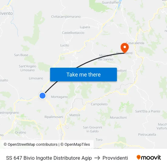 Bivio Ingotte Distributore Eni to Provvidenti map