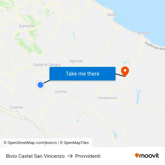 Bivio Castel San Vincenzo to Provvidenti map