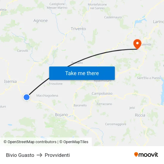 Bivio Guasto to Provvidenti map