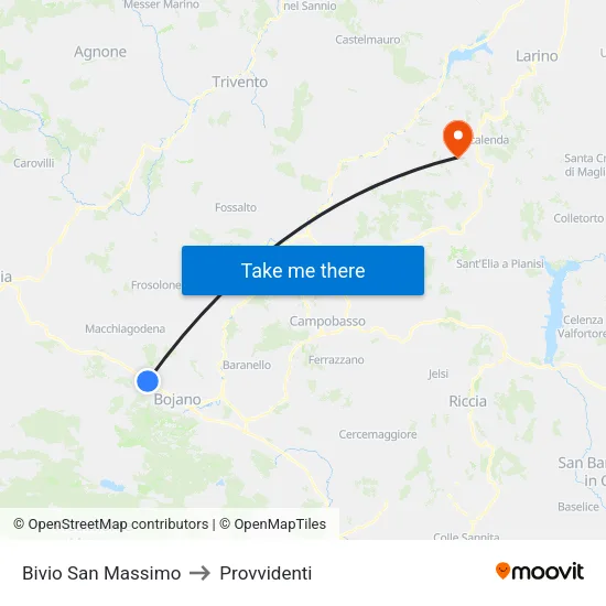 Bivio San Massimo to Provvidenti map