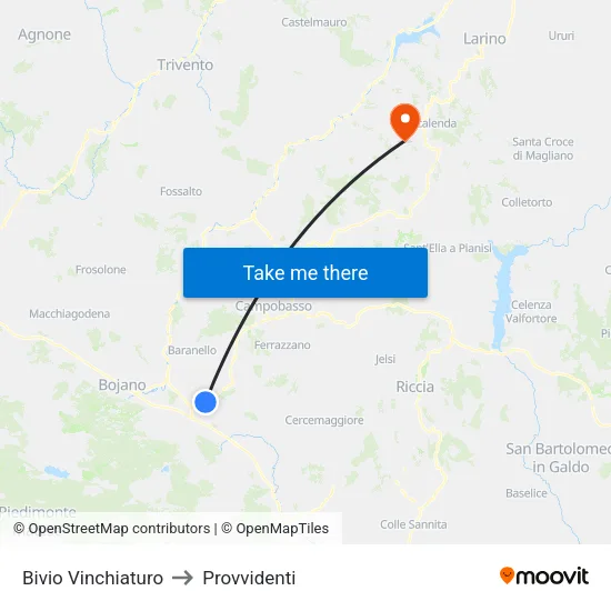 Bivio Vinchiaturo to Provvidenti map