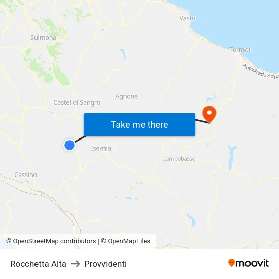 Rocchetta Alta to Provvidenti map