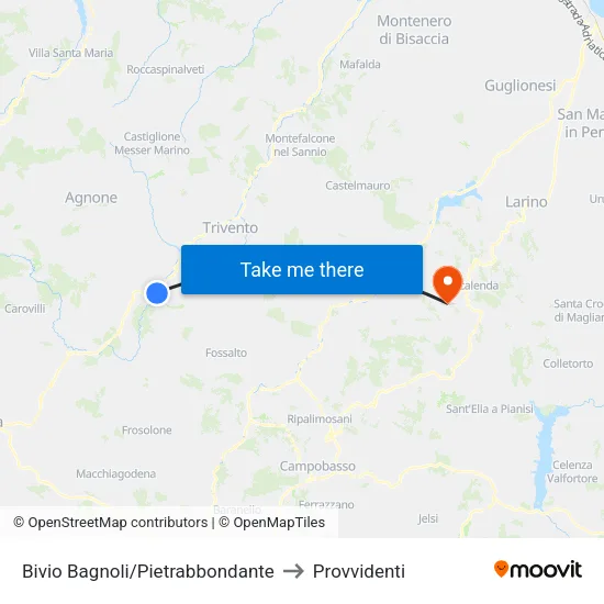 SS 650 Bivio Bagnoli/Pietrabbondante to Provvidenti map