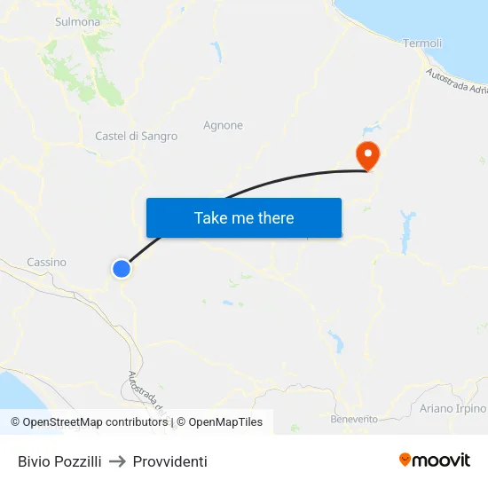 Bivio Pozzilli to Provvidenti map