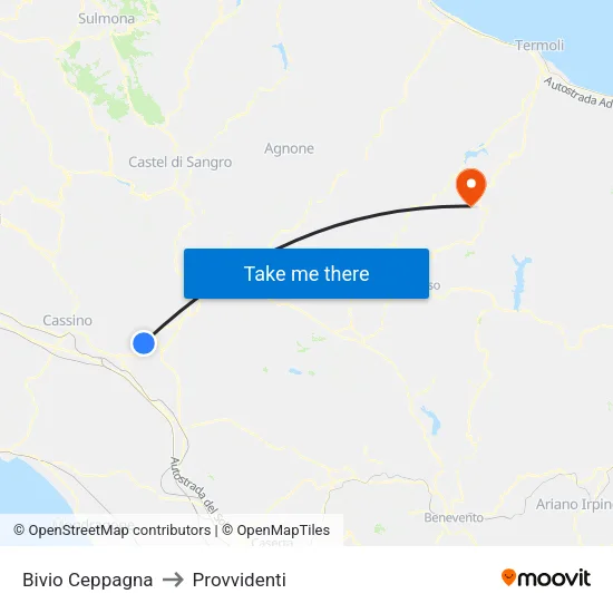 Bivio Ceppagna to Provvidenti map