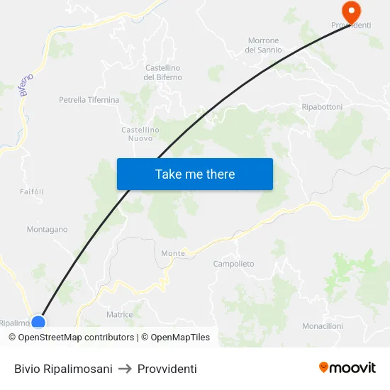 Bivio Ripalimosani to Provvidenti map