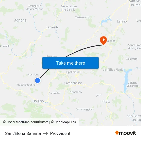 Sant'Elena Sannita to Provvidenti map