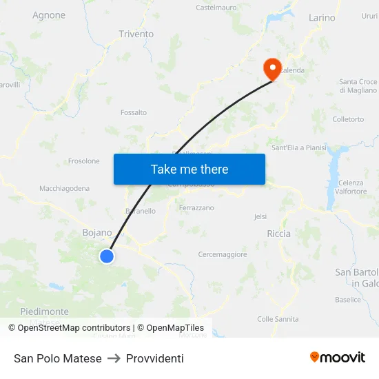 San Polo Matese to Provvidenti map