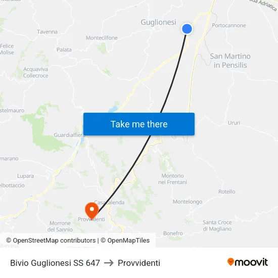 SS 647 Bivio Guglionesi to Provvidenti map