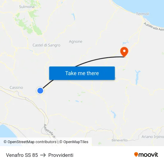 Venafro SS 85 to Provvidenti map