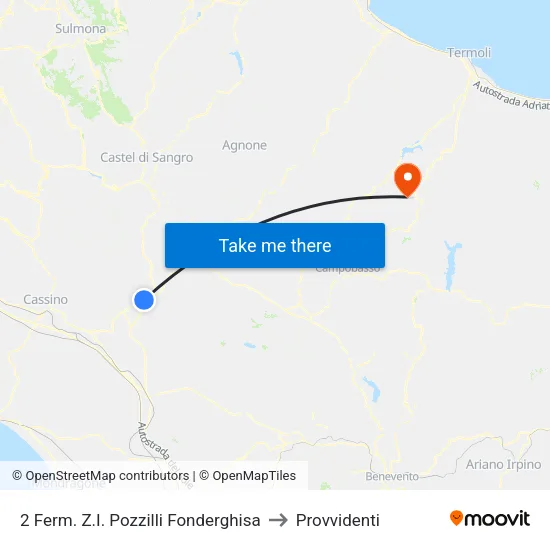 2 Ferm. Z.I. Pozzilli Fonderghisa to Provvidenti map