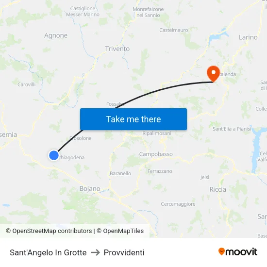 Sant'Angelo In Grotte to Provvidenti map