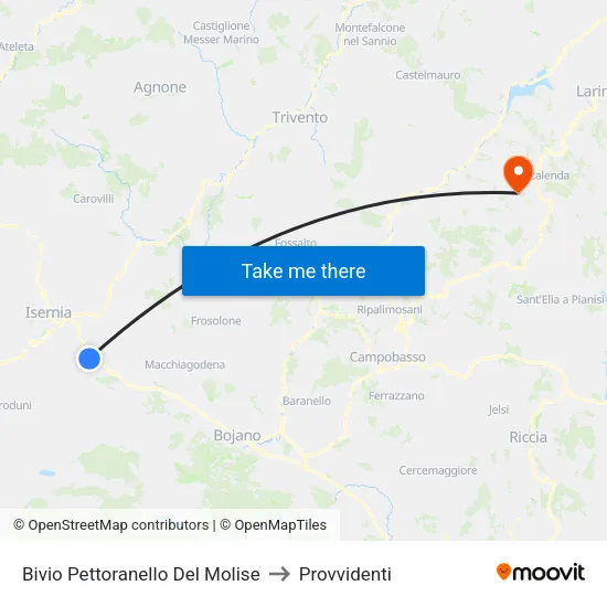 Bivio Pettoranello Del Molise to Provvidenti map