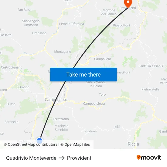 Quadrivio Monteverde to Provvidenti map