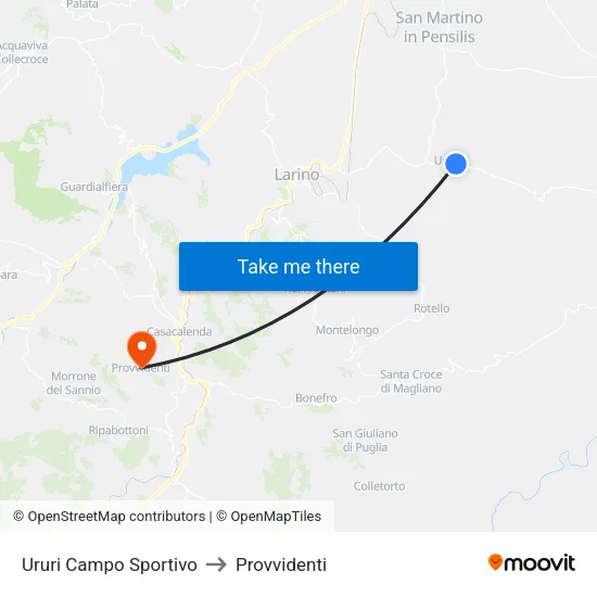 Ururi Campo Sportivo to Provvidenti map