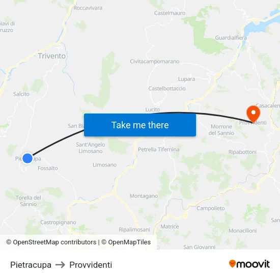 Pietracupa to Provvidenti map