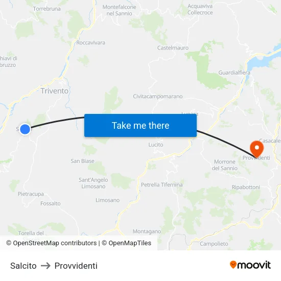 Salcito to Provvidenti map