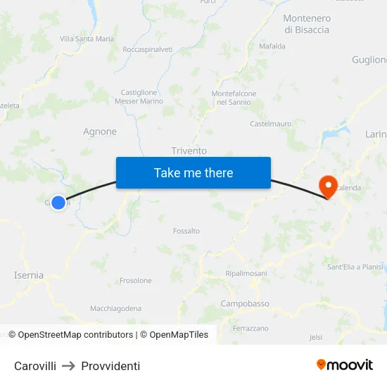 Carovilli to Provvidenti map