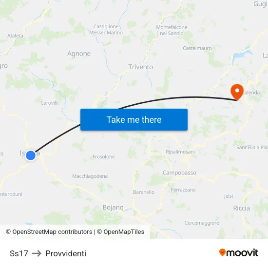 Ss17 to Provvidenti map