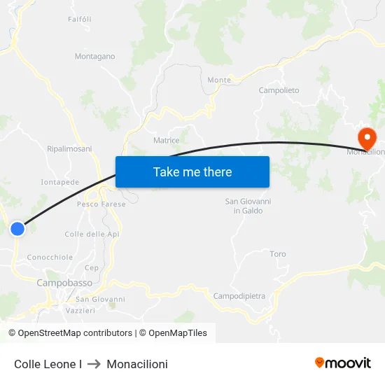 Colle Leone I to Monacilioni map