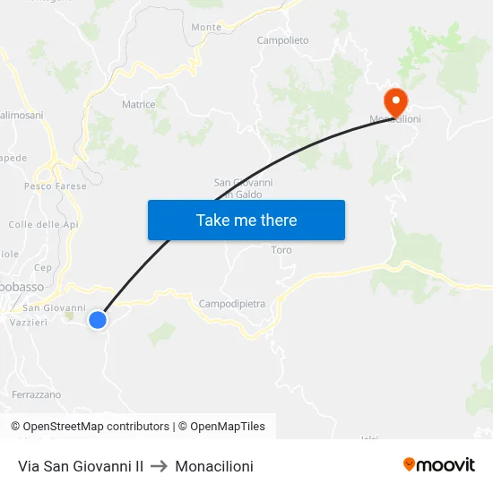 San Giovanni Street II to Monacilioni map