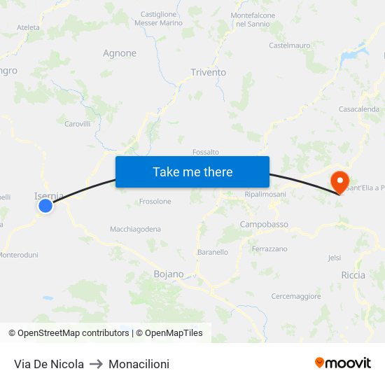 Via De Nicola to Monacilioni map