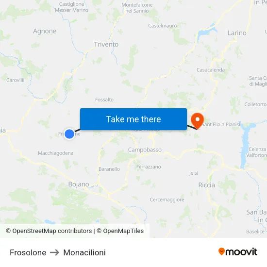 Frosolone to Monacilioni map
