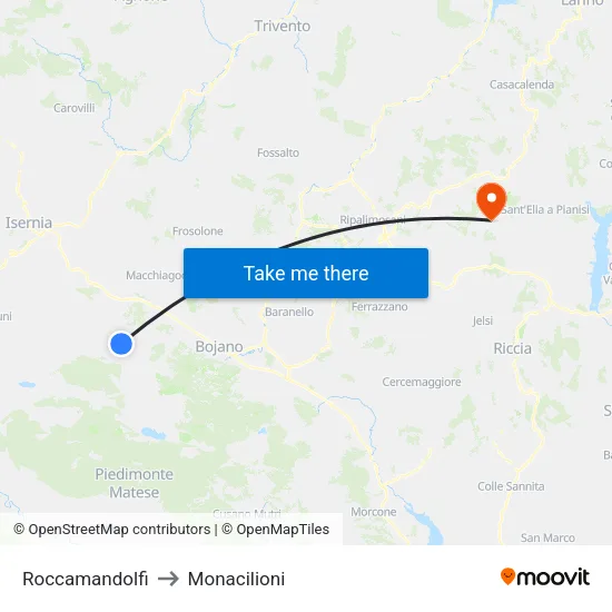 Roccamandolfi to Monacilioni map