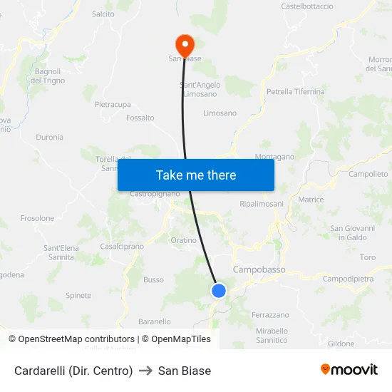 Cardarelli (Center Direction) to San Biase map