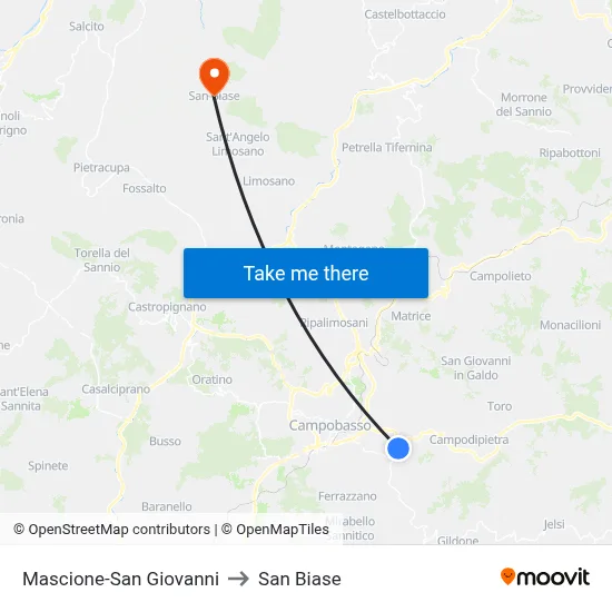 Mascione-San Giovanni to San Biase map