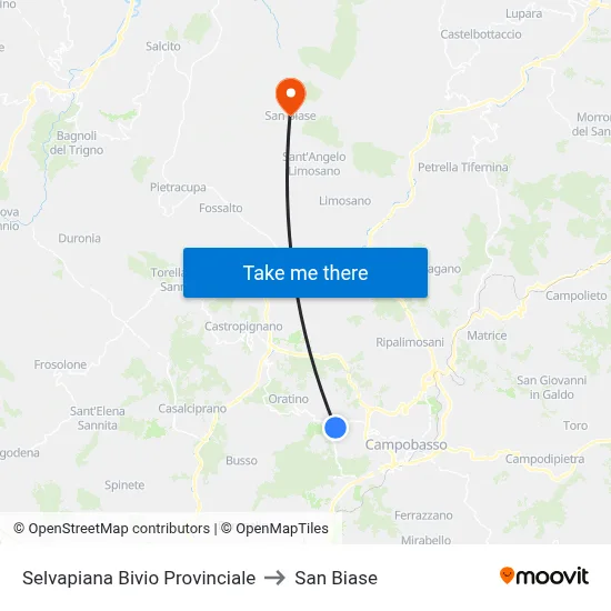 Selvapiana Provincial Junction to San Biase map