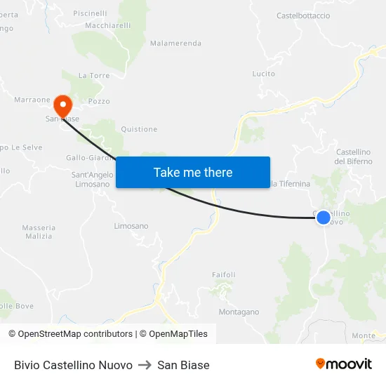 New Castellino Junction to San Biase map