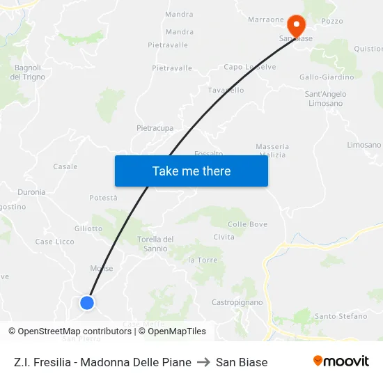 Fresilia Industrial Zone - Madonna Delle Piane to San Biase map
