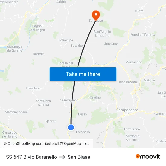 SS 647 Baranello Junction to San Biase map