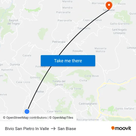 San Pietro In Valle Junction to San Biase map