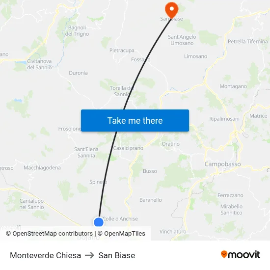 Monteverde Church to San Biase map