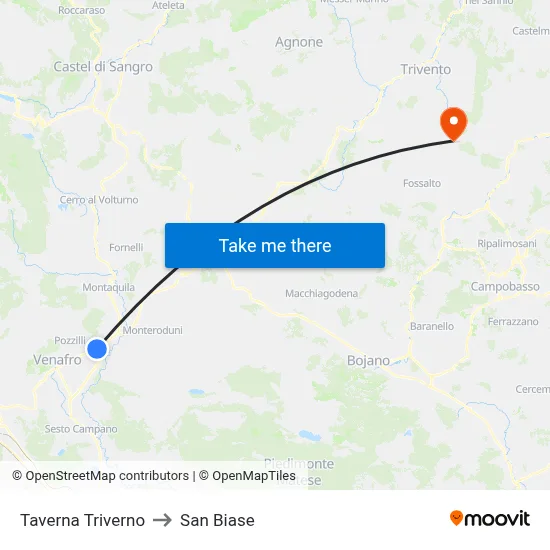 Taverna Triverno to San Biase map