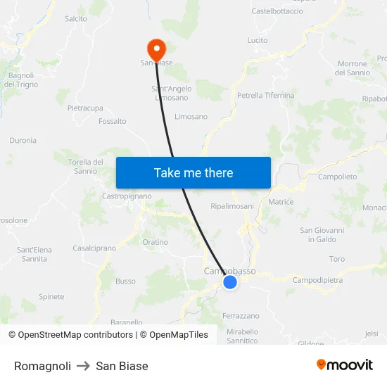 Romagnoli to San Biase map